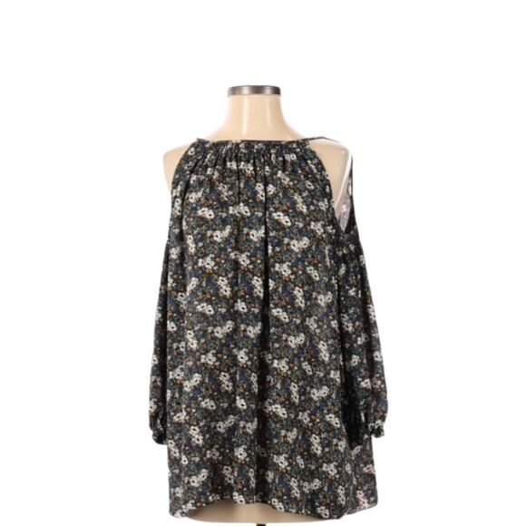 Max Studio Green Floral Pattern Lightweight Cold Shoulder Blouse Women's Small - Picture 1 of 10